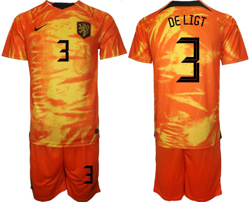 Men 2022 World Cup National Team Netherlands home orange #3 Soccer Jerseys